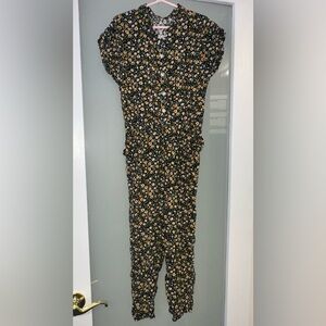 Wonder Nation - Girls Black Floral Jumpsuit Size Medium (7-8) - 100% Rayon GUC